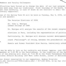 Announcements, 2006-05-09. ...