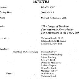 Minutes, 2001-05-09. Death,...