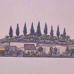 Elevation with sign.