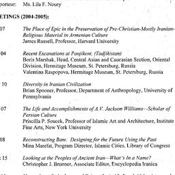 Schedules, Iranian Studies,...