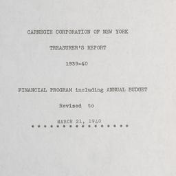 Treasurer's Report, 193...