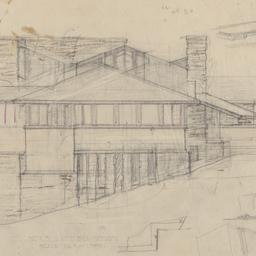 Northeast elevation, living...