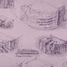 Perspective sketches.