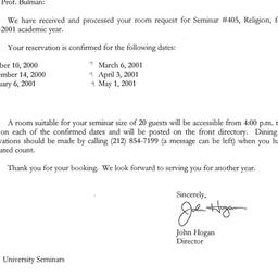 Correspondence, 2001-05-22....