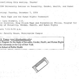 Announcements, 2004-12-07. ...
