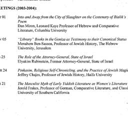 Schedules, Israel and Jewis...