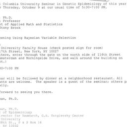 Announcements, 2003-10-09. ...