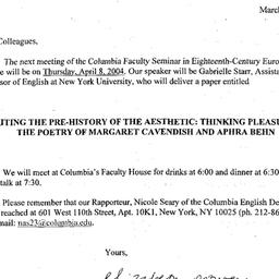 Announcements, 2004-04-08. ...