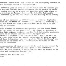Correspondence, 2003-09-04....