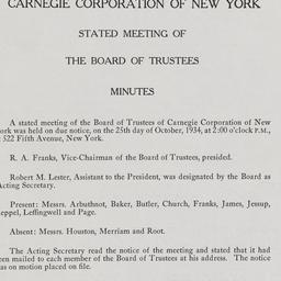 Board Meeting, 10/25/1934