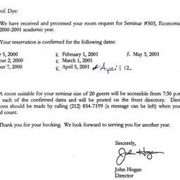Correspondence, 2001-05-22....