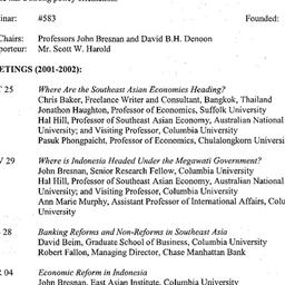 Schedules, Southeast Asia i...