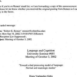 Announcements, 2002-10-03. ...