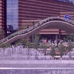 Fountain with bridge and aq...
