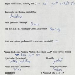 Western questionnaire, answ...