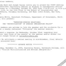 Announcements, 2003-10-23. ...