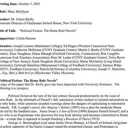 Minutes, 2003-10-03. Irish ...