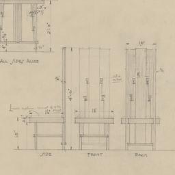 Dining table, chair elevations