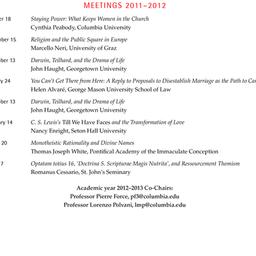 Schedules, Catholicism, Cul...