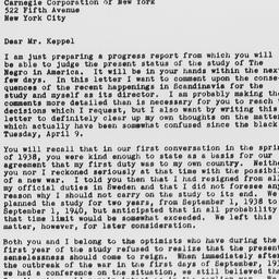 Letter from Gunnar Myrdal t...