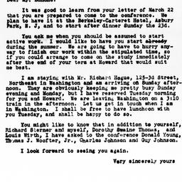 Letter from Gunnar Myrdal t...