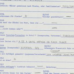 Western questionnaire, answ...