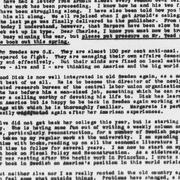 Letter from Gunnar Myrdal t...
