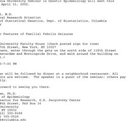 Announcements, 2002-04-11. ...