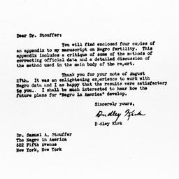 Letter from Dudley Kirk to ...