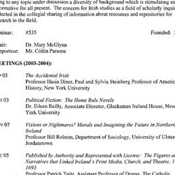 Schedules, Irish Studies, s...