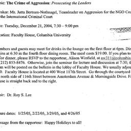 Announcements, 2004-12-21. ...