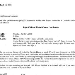 Announcements, 2001-04-24. ...
