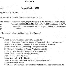 Minutes, 2001-05-10. Drugs ...