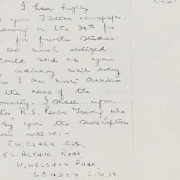 Letter from Tsewang Yishey ...