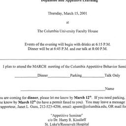 Announcements, 2001-03-15. ...