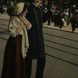 [Policeman aiding woman see...