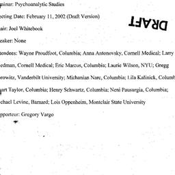 Minutes, 2002-02-11. Psycho...