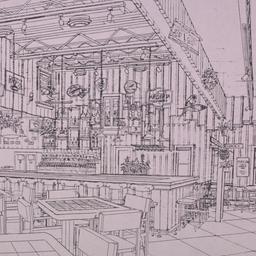 Interior perspective, bar a...