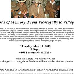 Announcements, 2012-03-01. ...