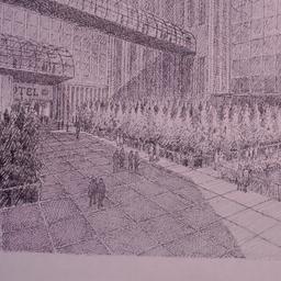 Perspective drawing, hotel ...