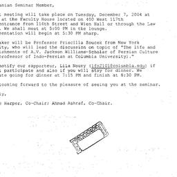 Announcements, 2004-12-07. ...