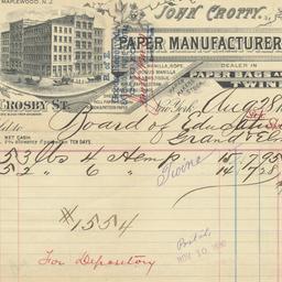 John Crotty. Bill or receipt