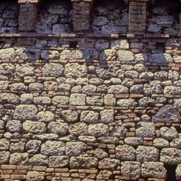 Stone and brick wall, detail.