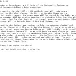Announcements, 2001-01-18. ...