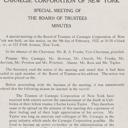 Board Meeting, 2/9/1922