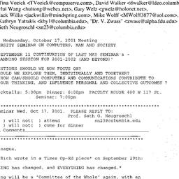 Announcements, 2001-10-17. ...