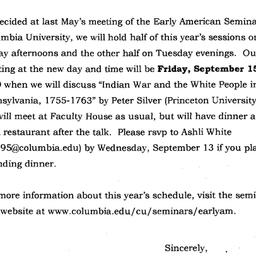 Announcements, 2000-09-15. ...