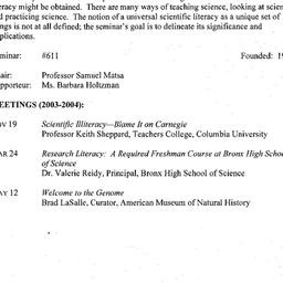 Schedules, Scientific Liter...