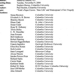 Minutes, 2004-11-09. Mediev...