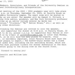 Announcements, 2003-09-25. ...